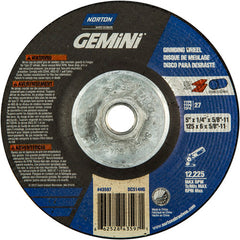 ‎5 × 1/4 × 5/8 - 11″ Gemini Grinding Wheel A 24 S BDA Type 27 - USA Tool & Supply