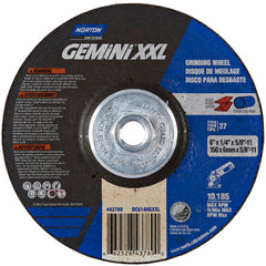 ‎6″ × 1/4″ × 5/8″-11 Gemini Depressed Center Wheel Type 27 Aluminum Oxide - USA Tool & Supply