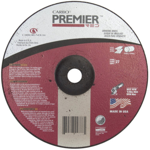 5″ × 0.045″ × 7/8″ - Zirconia Alumina - Premier Redcut - Depressed Center Wheel - USA Tool & Supply