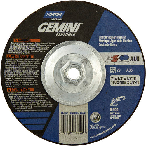 ‎7″ × 1/8″ × 5/8″-11 Charger Non-Woven Depressed Center Wheel Type 29 36 Grit - USA Tool & Supply