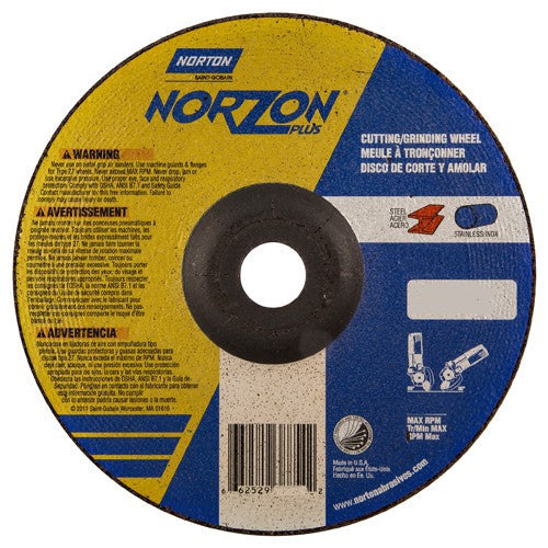 7″ × 1/8″ × 7/8″ NorZon Plus Non-Woven Depressed Center Wheel Type 27 - USA Tool & Supply