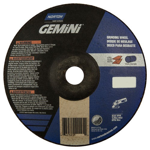 7″ × 1/4″ × 7/8″ Gemini Non-Woven Depressed Center Wheel Type 28 Saucer Aluminum Oxide - USA Tool & Supply