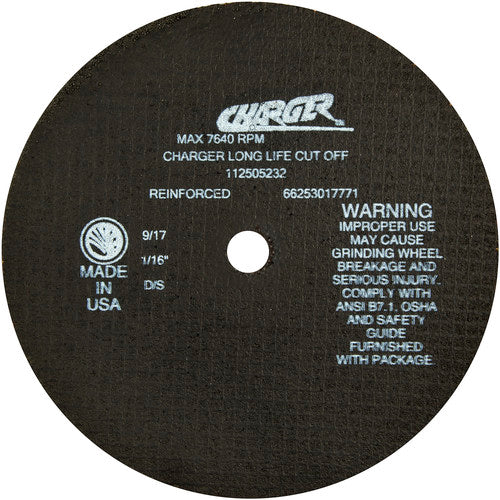 8″ × 1/16″ × 5/8″ Cut-Off Wheel Type 01 Straight 60 Grit Zirconia Alumina/Aluminum Oxide - USA Tool & Supply