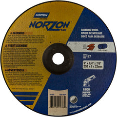 9″ × 1/4″ × 7/8″ NorZon Plus Non-Woven Depressed Center Wheel Type 27 - USA Tool & Supply
