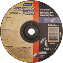 9″ × 1/8″ × 7/8″ NorZon Plus Non-Woven Depressed Center Wheel Type 27 Ceramic Alumina / Zirconia Alumina - USA Tool & Supply