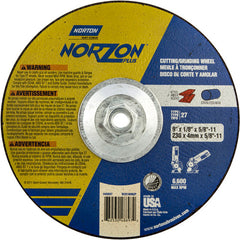 9″ × 1/8″ × 5/8″ NorZon Plus Non-Woven Depressed Center Wheel Type 27 - USA Tool & Supply