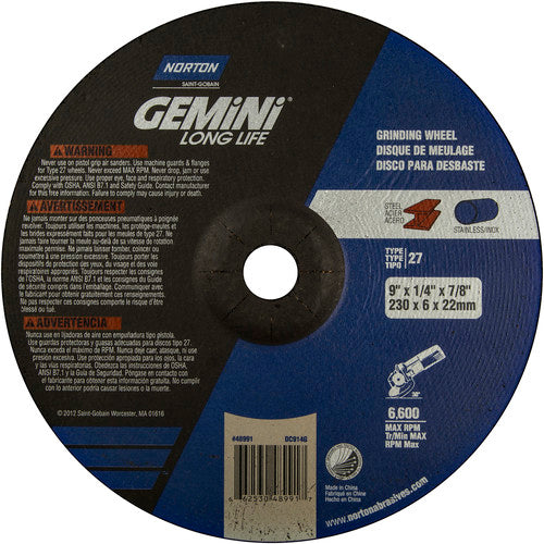 9″ × 1/4″ × 7/8″ Gemini Non-Woven Depressed Center Wheel Type 27 20 Case - USA Tool & Supply