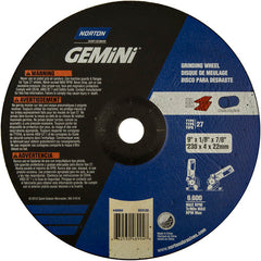 9″ × 1/8″ × 7/8″ Gemini Non-Woven Depressed Center Wheel Type 27 24 Grit Aluminum Oxide - USA Tool & Supply