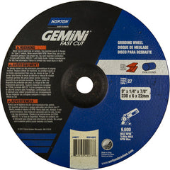 9″ × 1/4″ × 7/8″ Gemini Non-Woven Depressed Center Wheel Type 27 24 Grit Aluminum Oxide - USA Tool & Supply