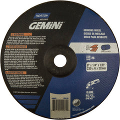 9″ × 1/4″ × 7/8″ Gemini Non-Woven Depressed Center Wheel Type 28 Saucer Aluminum Oxide - USA Tool & Supply