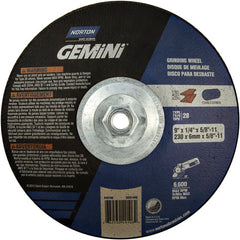 9″ × 1/4″ × 5/8″ Gemini Non-Woven Depressed Center Wheel Type 28 Saucer - USA Tool & Supply
