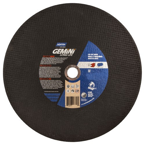 14 × 3/32 × 1″ Gemini Long Life Chop Saw Cut-Off Wheel A 36 P Type 01/41 - USA Tool & Supply