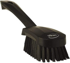 Vikan - 1.3" Bristle Length, Polyester Scrub Brush - 4-1/4" Long x 2-3/4" Wide Head, 10" OAL, Black, Polypropylene Block - USA Tool & Supply