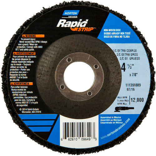 ‎4-1/2 × 7/8″ Bear-Tex Rapid Strip Non-Woven Depressed Center Disc Silicon Carbide Extra Coarse Grit Type 27 - USA Tool & Supply