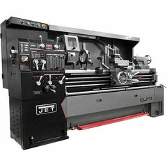 Jet - 17" Swing, 40" Between Centers, 230/460 Volt, Triple Phase Engine Lathe - 7-1/2 hp, 3-1/8" Bore Diam, 44" Deep x 68" High x 94" Long - USA Tool & Supply