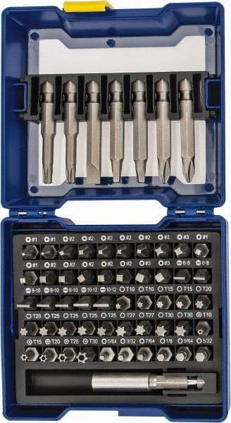 Irwin - 58 Piece, 1/4" Drive Screwdriver Insert Bit Set - #1 to #3 Phillips, 0.05 to 1/4" Hex, 1.27 to 10mm Hex, T10 to T40 Torx, #1 to #3 Square Recess - USA Tool & Supply