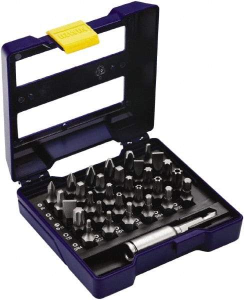 Irwin - 31 Piece, 1/4" Drive Screwdriver Insert Bit Set - #1 to #3 Phillips, 0.05 to 1/4" Hex, 1.27 to 10mm Hex, T10 to T30 Torx, #1 to #3 Square Recess - USA Tool & Supply