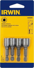 Irwin - 4 Piece, Nutsetter Handle, Bit Holder - 1/4" Hex Drive - USA Tool & Supply