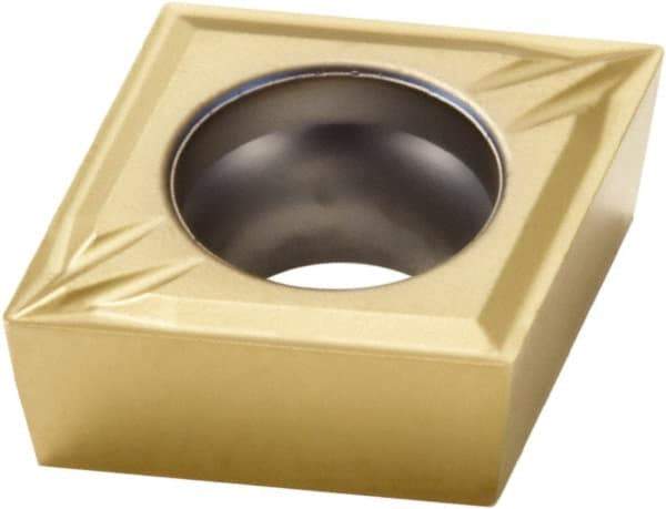 Seco - CCMT32.5 F2 Grade CP500 Carbide Turning Insert - TiAlN/TiN Finish, 80° Diamond, 3/8" Inscr Circle, 5/32" Thick, 1/64" Corner Radius - USA Tool & Supply