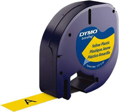 Dymo - 1/2" Wide x 156" Long, Black on Yellow Plastic Label Printer Cartridge - For DYMO Letratag Printers - USA Tool & Supply