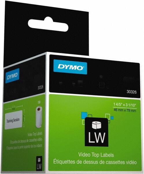 Dymo - 1.8" Wide x 3-3/32" Long, White Video Top Label - For DYMO LabelWriter Printers - USA Tool & Supply