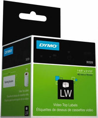 Dymo - 1.8" Wide x 3-3/32" Long, White Video Top Label - For DYMO LabelWriter Printers - USA Tool & Supply