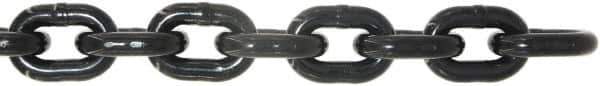 Value Collection - 3/8" Welded Alloy Chain - 7,100 Lb Capacity, Grade 80, 25' Long, Black Lacquer Finish - USA Tool & Supply