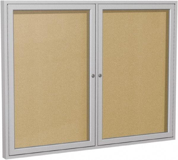 Ghent - 48" Wide x 36" High Enclosed Cork Bulletin Board - Vinyl, Caramel - USA Tool & Supply
