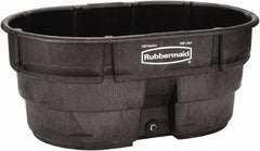 Rubbermaid - 150 Gallon Black Oval Plastic Stock Tank - 25" High x 39" Diam - USA Tool & Supply