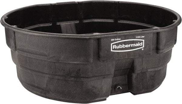 Rubbermaid - 300 Gallon Black Oval Plastic Stock Tank - 25" High x 69" Diam - USA Tool & Supply