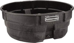 Rubbermaid - 300 Gallon Black Oval Plastic Stock Tank - 25" High x 69" Diam - USA Tool & Supply