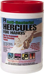 Hercules - Pre-Moistened Hand Cleaning Wipes - Canister, 12" x 10" Sheet Size, White - USA Tool & Supply