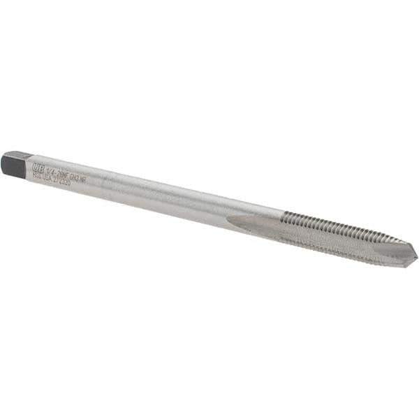 Union Butterfield - 1/4-28 UNF 2 Flute H3 Bright Finish High Speed Steel Spiral Point Extension Tap - Plug Chamfer, 4" OAL, 1" Thread Length, 3B Class of Fit, Series 1534NE - USA Tool & Supply