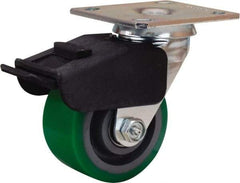 Hamilton - 4" Diam x 2" Wide x 5-5/8" OAH Top Plate Mount Swivel Caster with Brake - Polyurethane Mold onto Cast Iron Center, 750 Lb Capacity, Precision Ball Bearing, 4 x 4-1/2" Plate - USA Tool & Supply