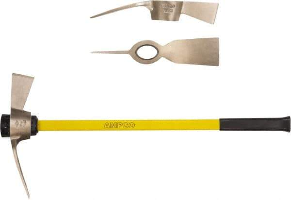 Ampco - 5 Lb Head Nonsparking Mattock - 36-1/4" OAL, 16" Long Blade, Fiberglass Straight Handle - USA Tool & Supply