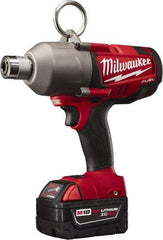 Milwaukee Tool - 7/16" Drive 18 Volt Pistol Grip Cordless Impact Wrench & Ratchet - 1,700 RPM, 0 to 2,300 BPM, 500 Ft/Lb Torque, 2 Lithium-Ion Batteries Included - USA Tool & Supply