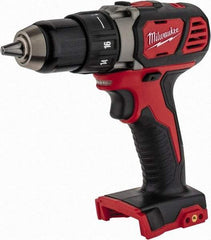 Milwaukee Tool - 18 Volt 1/2" Chuck Pistol Grip Handle Cordless Drill - 0-400 & 0-1800 RPM, Keyless Chuck, Reversible, Lithium-Ion Batteries Not Included - USA Tool & Supply