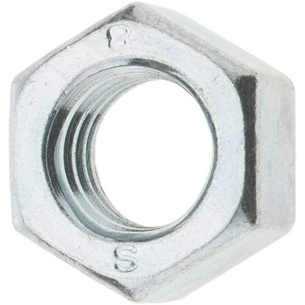 Value Collection - M8x1.25 Metric Coarse Steel Right Hand Hex Nut - 12mm Across Flats, 6.5mm High, Zinc-Plated Finish - USA Tool & Supply
