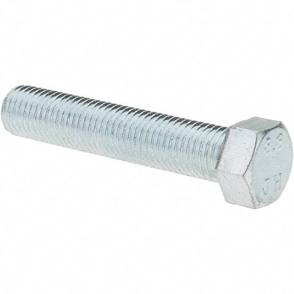 Value Collection - M10x1.25mm Metric Fine, 50mm Length Under Head Hex Head Cap Screw - Partially Threaded, Grade 8.8 Steel, Zinc-Plated Finish, 17mm Hex - USA Tool & Supply