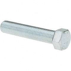 Value Collection - M10x1.25mm Metric Fine, 50mm Length Under Head Hex Head Cap Screw - Partially Threaded, Grade 8.8 Steel, Zinc-Plated Finish, 17mm Hex - USA Tool & Supply