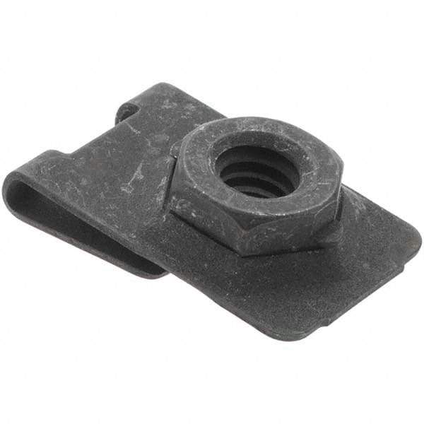 Value Collection - 1/4-20 Screw, 0.032 to 0.093" Thick, Spring Steel J Nut - 1/2" Center Edge, Black Phosphate Finish - USA Tool & Supply