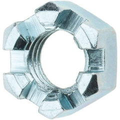 Value Collection - 1/2-13 UNC Grade 2 Steel Slotted Locknut - 3/4" Width Across Flats, 7/16" High, Zinc-Plated Finish - USA Tool & Supply