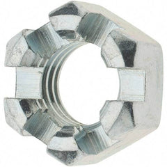 Value Collection - 5/8-11 UNC Grade 2 Steel Slotted Locknut - 15/16" Width Across Flats, 35/64" High, Zinc-Plated Finish - USA Tool & Supply