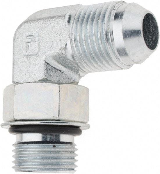 Parker - 1/2" Tube OD, 37° Steel Flared Tube Straight Thread Elbow - 3/4 UNF - USA Tool & Supply