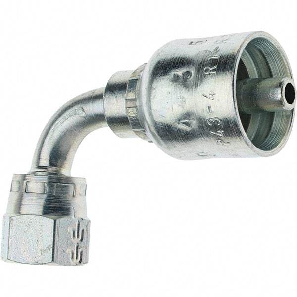 Parker - 1/2-20 Female JIC Steel Hydraulic Hose Female JIC Swivel & 90° Elbow - -4 Hose Size, 1/4" Hose Diam - USA Tool & Supply