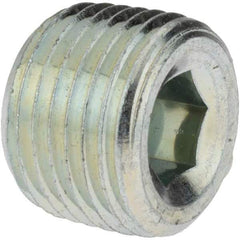 Parker - 1/2 Male Thread, Zinc Plated Steel Industrial Pipe Hollow Hex Plug - MNPTF, 6,000 psi - USA Tool & Supply