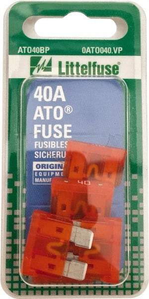 Value Collection - 40 Amp, 32 VAC/VDC, Automotive Fuse - 3/4" Long, Orange, Littlefuse ATO040 - USA Tool & Supply