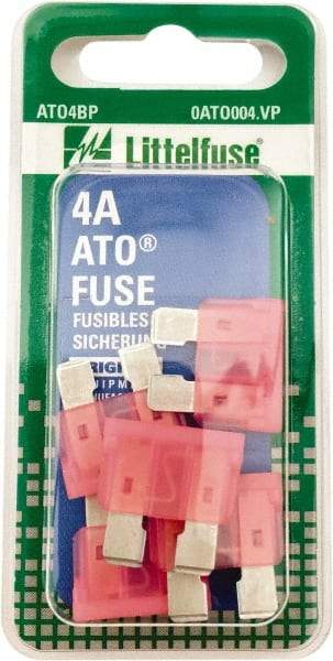 Value Collection - 4 Amp, 32 VAC/VDC, Automotive Fuse - 3/4" Long, Pink, Littlefuse ATO004 - USA Tool & Supply