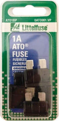 Value Collection - 1 Amp, 32 VAC/VDC, Automotive Fuse - 3/4" Long, Black, Littlefuse ATO001 - USA Tool & Supply