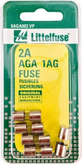 Value Collection - 32V AC/DC, 2 Amp, Fast-Acting Miniature Glass/Ceramic Fuse - 5/8" OAL, 1/4" Diam - USA Tool & Supply